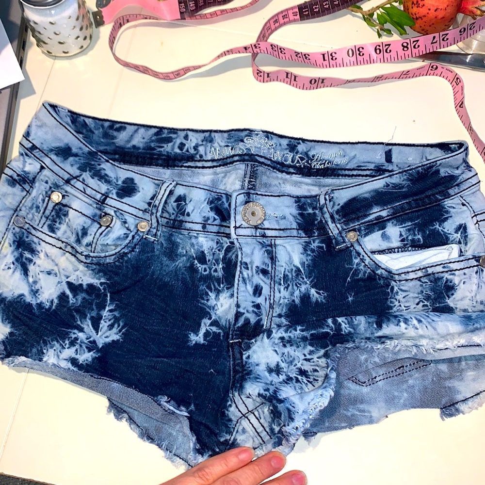 Almost Famous denim shirt shorts size 9